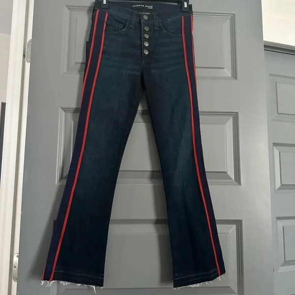 VERONICA Beard Carolyn 10" Baby Boot Jeans Flare
Crop Mid-Rise Stripe Size 24 - Picture 1 of 7